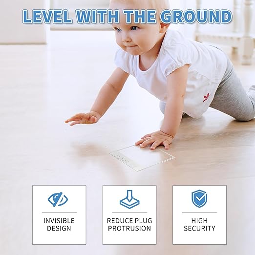 Vagueior Recessed Flat Hidden Floor Electrical Outlet Kit,with 4 * 15A Receptacle+1 * 5V 2.1A USB Charging Ports+2-Port RJ45 Datacom Receptacle，Waterproof Electrical Outlet Covcer Box,Silver