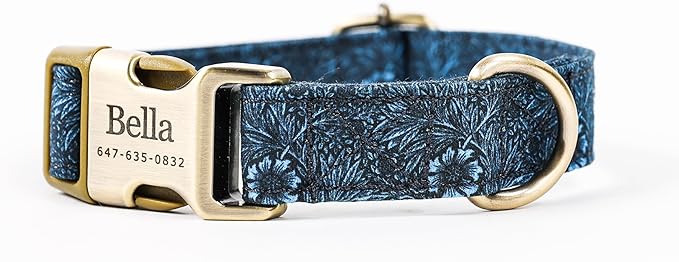 Personalized Dog Collar with Name and Phone Number Engraved,Adjustable Custom Puppy Collar,Organic Cotton Pet Collar for Small Medium Large Boy Girl Dogs
