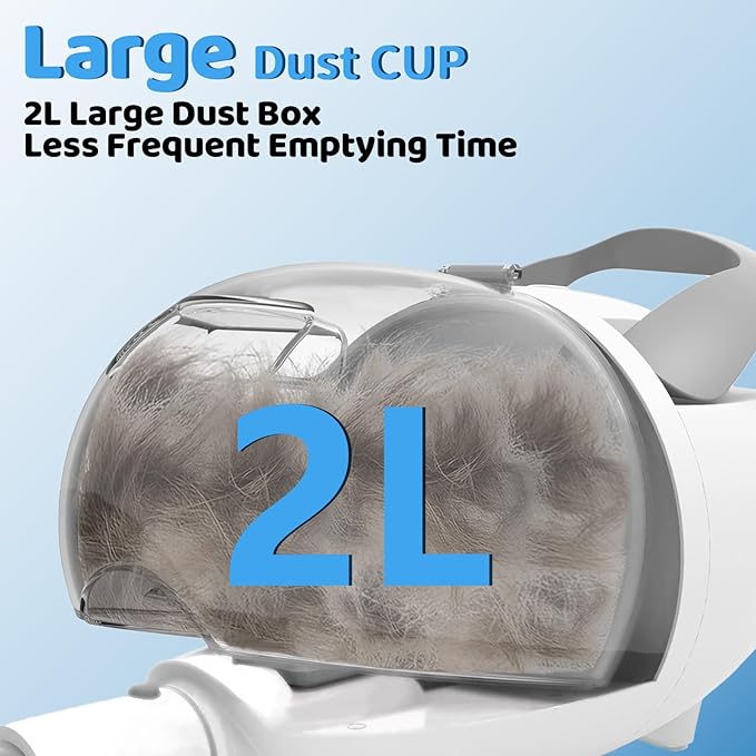 Dog Grooming Vacuum with 2L Dust Cup & 13000Pa Suction, 5-in-1 Low Noise Pet Grooming Kit with Clipper & Steam Brush for Shedding, Dog Vacuum for Dogs and Cats