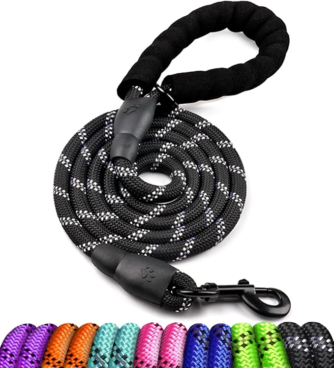 COOYOO Dog Leash 5/6 FT with Comfortable Padded Handle and Highly Reflective Threads for Small Medium and Large Dogs