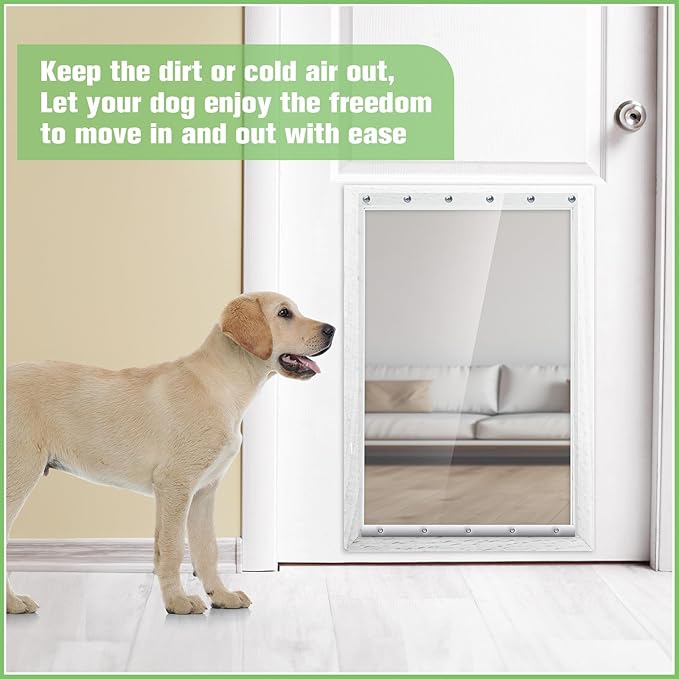 Ripeng 1 Pcs Dog Door Replacement Flaps 15 x 23.5 Inch Compatible with Dog Door Model DSRWSL, Fit Dogs up to 120 lbs, Clear Flexible Weatherproof Pet Supplies Home Flap, Easy to Install