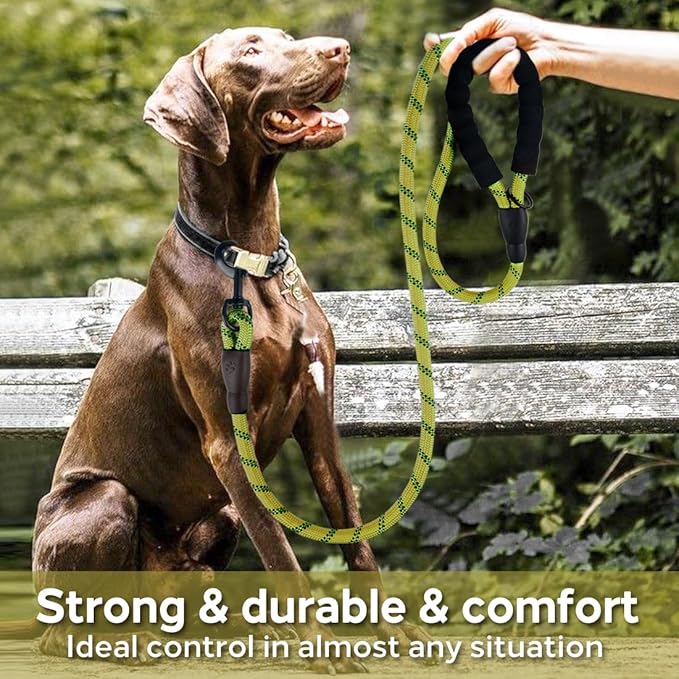 COOYOO Dog Leash 5/6 FT with Comfortable Padded Handle and Highly Reflective Threads for Small Medium and Large Dogs