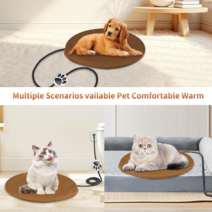 On/Off Switch Electric Pet Heating Pad with Chew Resistant Cord and Machine Washable Cover,Indoor Heated Pet Bed Warmer,for Cat Beds and Dog Beds (D30)