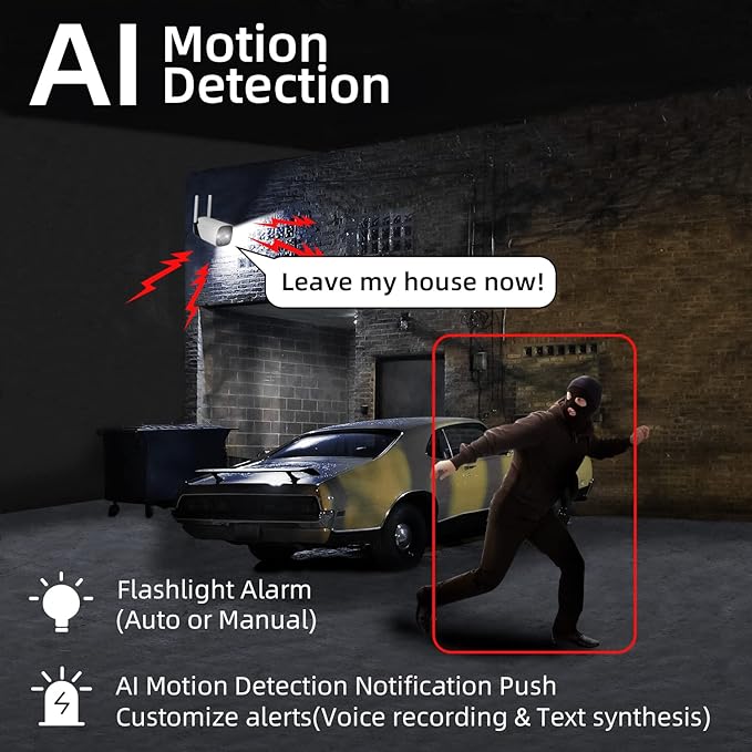 Rraycom 2K Security Camera Outdoor with Full Color Night Vision, 3MP Bullet Surveillance Cameras with Motion Detection and Siren, 2-Way Talk, 180-Day Battery Life, IP66, Cloud&SD Card, No Monthly fee