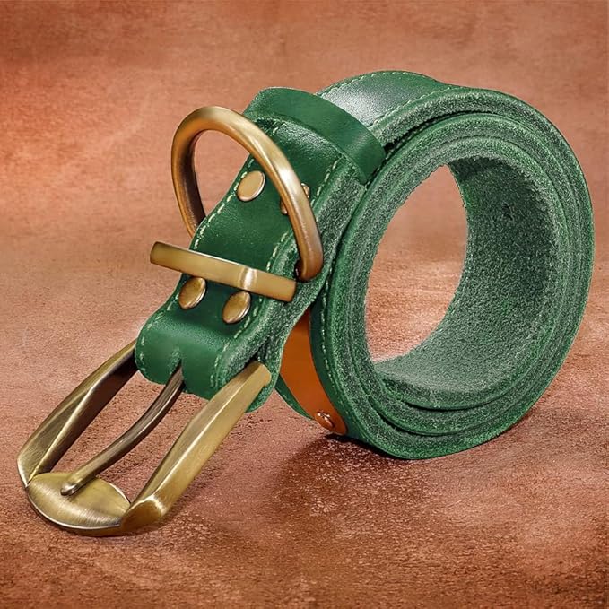 Didog Genuine Leather Dog Collars with Engraved Nameplate, Personalized Soft Leather Dog Collar with Custom ID Tag, Brown/Green/Red for Small Dogs (S,Green)