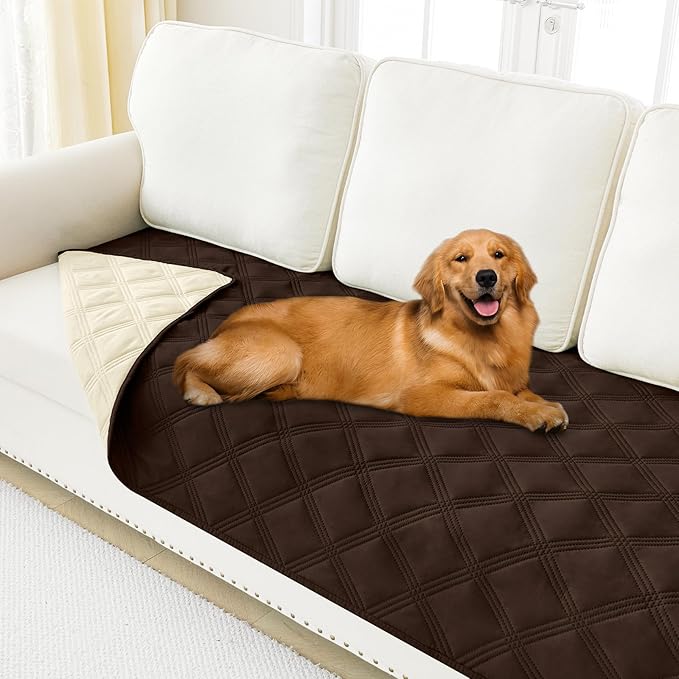 Smiry Waterproof Dog Bed Cover Blanket 40x70, Soft Reversible Pet Blanket, Washable Leakproof Cats Dogs Couch Cover for Sofa, Couch, Furniture, Lattice, Chocolate/Beige