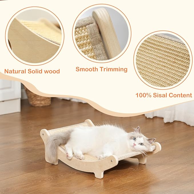 Cat Scratcher Sisal Cat Scratching Bed 19.6 inches Cat Scratch Chair Hammock Lounge Cat Scratcher for Indoor Cats Scratching Post Lounger