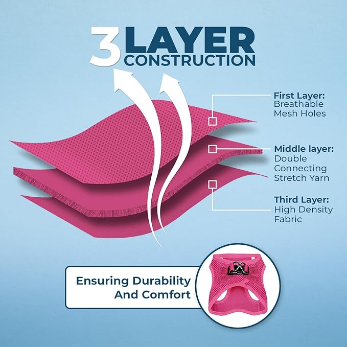 Voyager Step-in Air Cat Harness - All Weather Mesh Step in Vest Harness for Small and Medium Cats by Best Pet Supplies - Set (Fuchsia), XXS