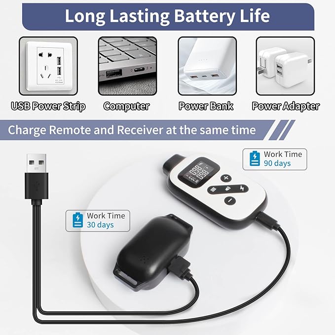 PetJoy Shock Collar for Large Dogs, Bark Collar with Remote, Bark and Training Collar 2 in 1, Auto Bark Collar - Shock, Vibration, Beep and Auto Mode (Level 1-5), Remote Range 2800 Ft