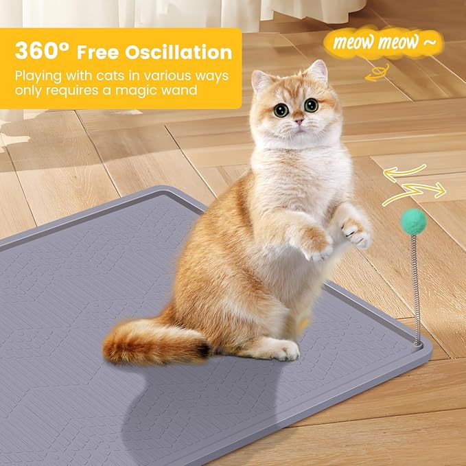 Cat Litter Mat, 38"X25" Large Litter Box Mat, Waterproof and Easy to Clean Silicone Cat Mat for Litter Box, Mat Litter Trapping Mat for Scatter Control, Keep the Floor Clean (Gray)