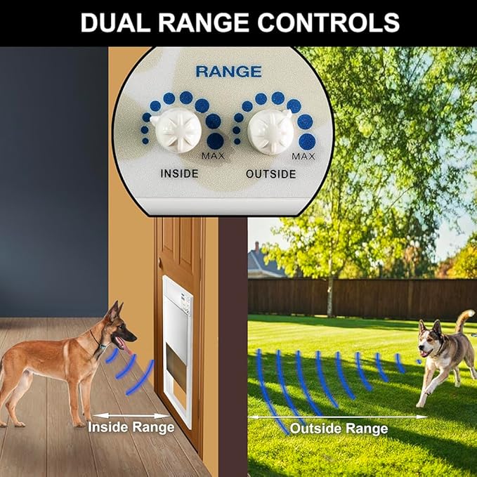 Genuine Power PET Automatic Pet Door by HIGH TECH PET - Medium - Wall Mount - Pet Collar Operated - Dead Bolt Security - Quick - Quiet - Air Tight - Safe Gravity Closure - Patented Anti Pinch System