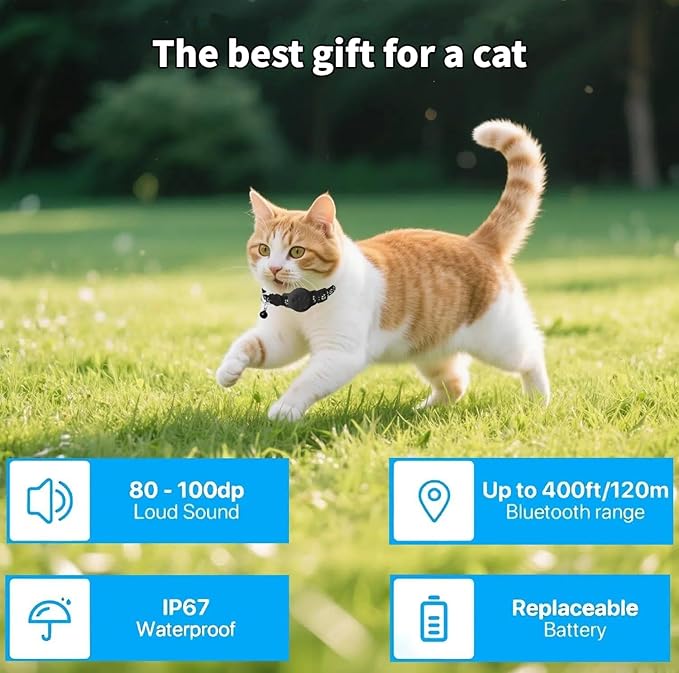 Pet Tracker,GPS Collar for Cats (Android Only) Smart tag,Waterproof Compatible with Google Find My,No Monthly Fee,Advanced Tracking Solution Smart Collar for Pet Safety Ideal Small Large Cats