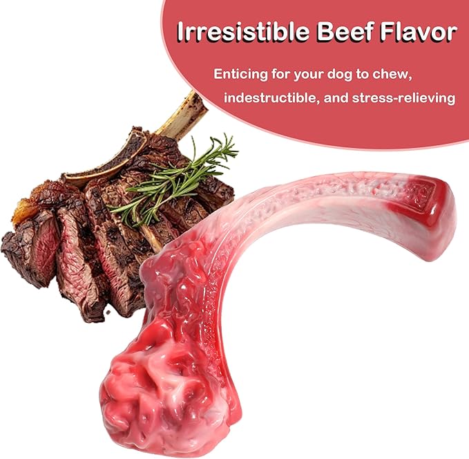 Tough Dog Toys for Aggressive Chewers, Super Chew Toy to Keep Them Busy, Cleaning Teeth, Boredom and Stimulating, Indestructible Nylon Bone for Medium Large Breed, Best Pet Gift, Beef Flavor
