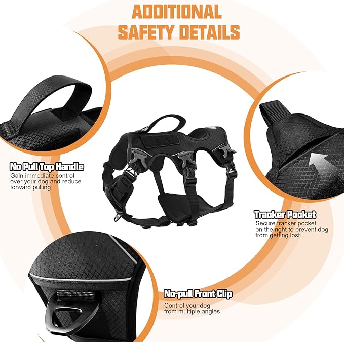 AUROTH Dog Harness - Escape Proof, No Pull, Soft Padded Reflective Adjustable Dog Vest with Lift Handle - Medium Size