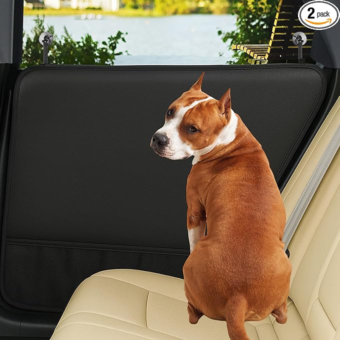 Dog Car Door Protector - 2 Pack Durable & Universal Fit Anti-Scratch Waterproof Vehicle Door Covers, Guards Your Car from Dog Scratching, Essential Accessories for SUV Interiors，Black