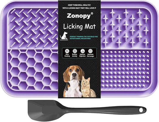 Licking Mat for Dogs & Cats with Suction Cups, 1 Pack Dog Slow Feeder Lick Pat for Anxiety Relief, Dog Toys Feeding Mat for Butter Yogurt Peanut, Pets Bathing Training Grooming Mat