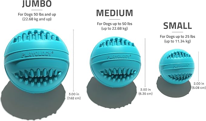 Playology Dog Toys | Dental Chew Ball Gentle on Gums | Jumbo Peanut Butter Scented Toy - Easy to Clean and Made from Non Toxic Materials