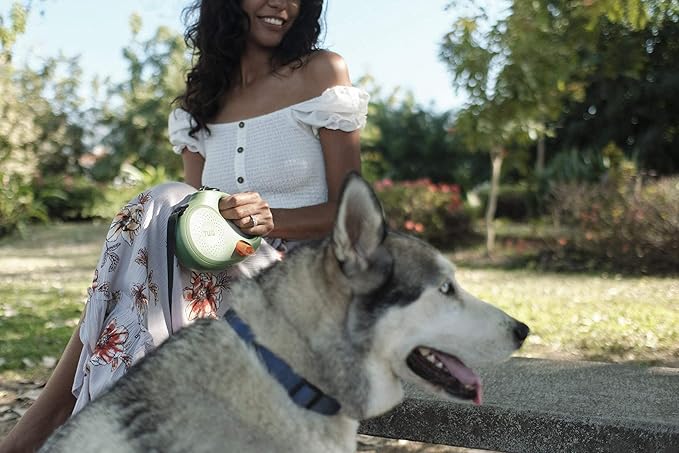 TUG Oval 360° Tangle-Free Retractable Dog Leash with Integrated Waste Bag Dispenser (Small, Green)