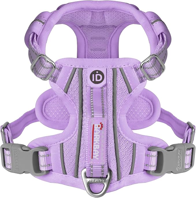 BARKBAY Dog Harness No Pull with ID Tag Pocket - Heavy Duty, Reflective, Easy Control for Large Dogs(Violet Purple,XS)