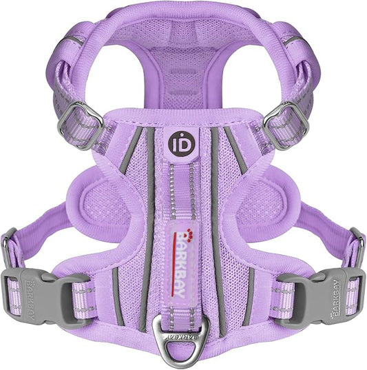 BARKBAY Dog Harness No Pull with ID Tag Pocket - Heavy Duty, Reflective, Easy Control for Large Dogs(Violet Purple,XS)