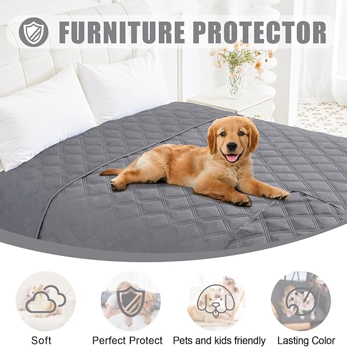 Smiry Waterproof Dog Bed Cover Blanket 30x70, Soft Reversible Pet Blanket, Washable Leakproof Cats Dogs Couch Cover for Sofa, Couch, Furniture, Lattice, Grey/Grey