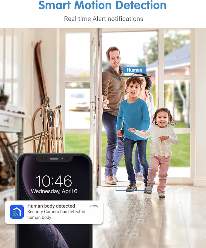 ANNKE 2K Pet Camera Indoor with Phone App, 360 Pan/Tilt WiFi Camera with Human Motion Detection, 2-Way Audio, Night Vision, Baby Camera Monitor for Home Security, 2.4Ghz WiFi,Cloud/SD Storage-MIPC App