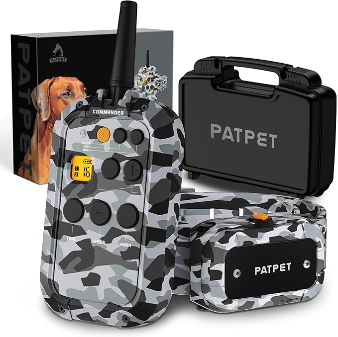 PATPET Dog Shock Collar with Remote 3/4 Mile Range Dog Training Collar Include Rechargeable Waterproof E Collar, Outdoor Training Shock Collar for Large Dogs Camouflage (15-140 lbs)