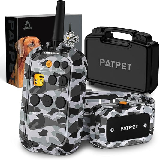 PATPET Dog Shock Collar with Remote 3/4 Mile Range Dog Training Collar Include Rechargeable Waterproof E Collar, Outdoor Training Shock Collar for Large Dogs Camouflage (15-140 lbs)