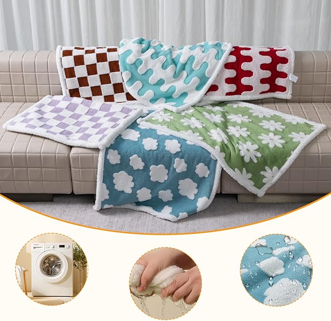 Waterproof Pet Blanket,Dog Blue Dog Blankets for Bed Covers Couch Sofa Stylish Jacquard Pets Throw Blankets for Puppy Cats Washable Reversible Furniture Protection Covers (Blue Cloud,M)