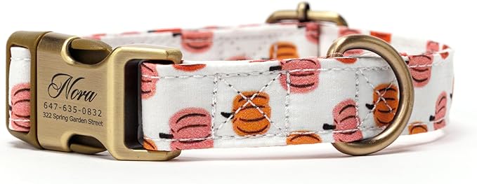 Personalized Dog Collar with Name and Phone Number Engraved,Adjustable Custom Puppy Collar,Organic Cotton Pet Collar for Small Medium Large Boy Girl Dogs