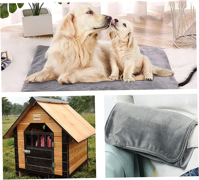 Solar Panel Pet Heating Pad 12V Soft & Warm Heated Pet Mat IPX7 Waterproof Portable Heated Blanket for Dogs Cats Outdoor, Décor Maison