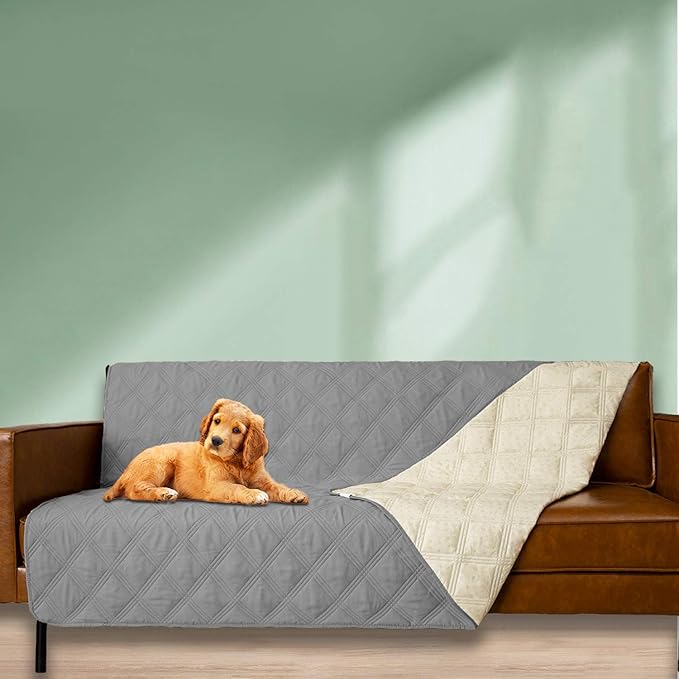 Ameritex Waterproof Dog Bed Cover Pet Blanket with Anti-Slip Back for Furniture Bed Couch Sofa (40x50 Inch (Pack of 1), Lightgrey)