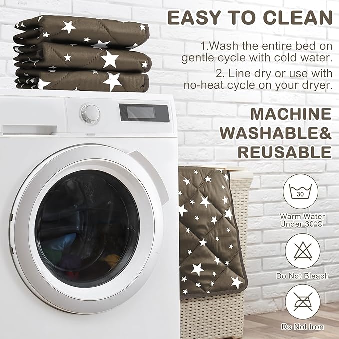 Namalu 4 Pack Self Warming Cat Bed Self Heating Cat Mat Star Pattern Soft Dog Crate Pad Thermal Pet Mat Anti Slip Kennel Dog Washable Warming Bed for Outdoor Indoor(12 x 12 Inch,Brown)