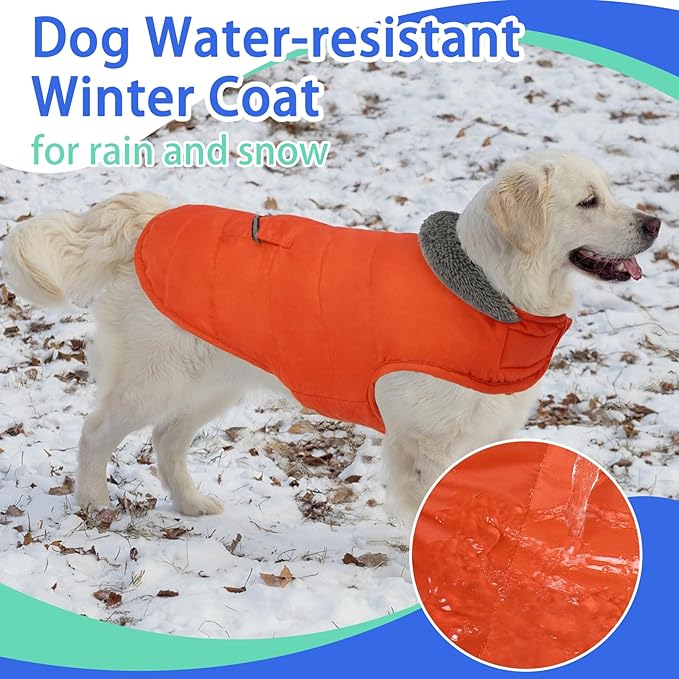 MIGOHI Warm Dog Coat - Winter Dog Jacket, Reflective Windproof Fleece Vest with Leash Hole and Furry Collar