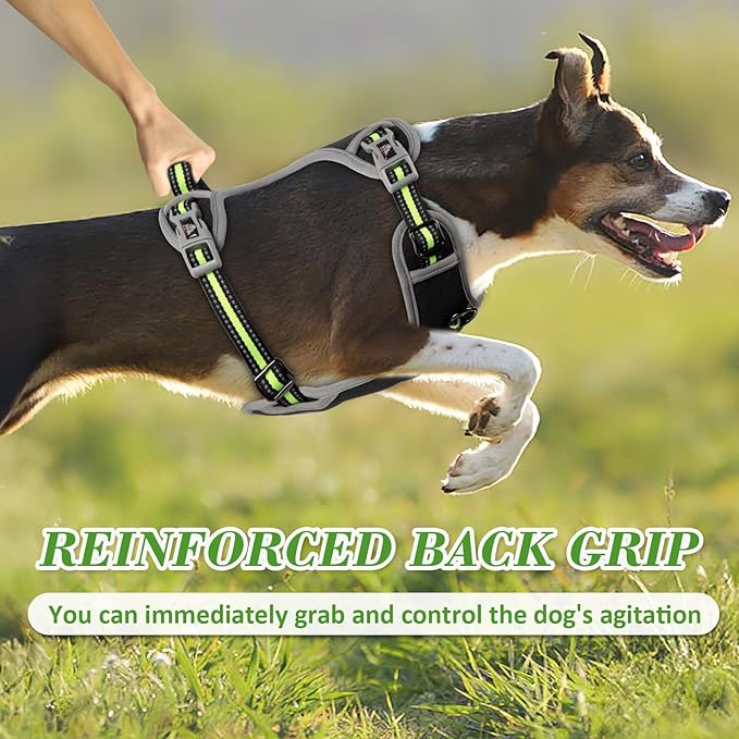 Dog Harness, No Pull Pet Vest Reflective Strip Escape Proof, Easy to Adjust Dog Harness with Escape Proof Function Suitable for Walking, Traveling and Training, Black, XL