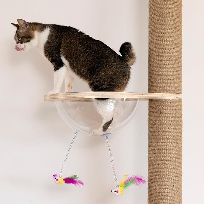 Floor to Ceiling Cat Tree Height (50-117,32 in) Adjustable Cat Tower 5 Tier Hemp Scratching Post High Cat Tree Sturdy Activity Tree Indoor Outdoor Cat Scratching Post Activity Center