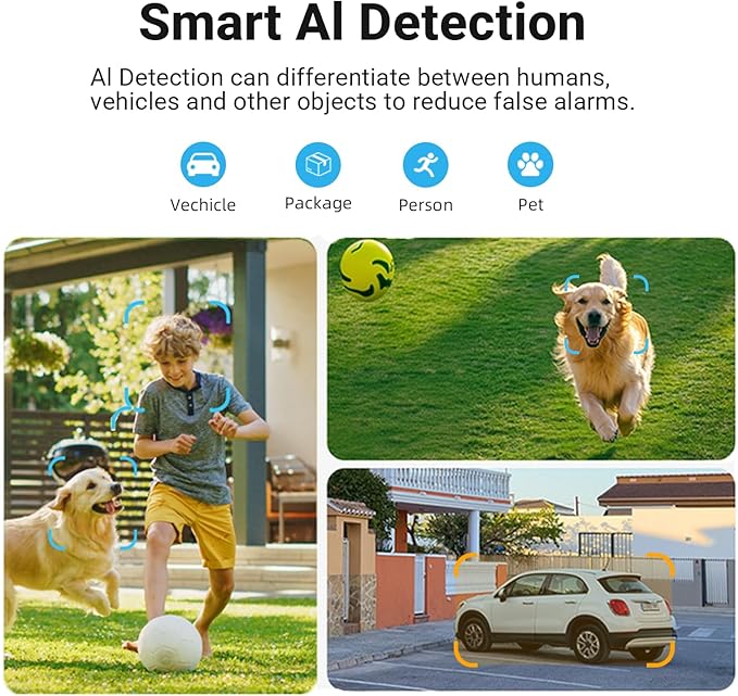 Rraycom 5G/2.4G WiFi Security Cameras Wireless Outdoor, 2K Battery Powered Indoor Home Security Camera, AI Motion Detection, Spotlight Siren,Color Night Vision,2-Way Talk, Work w/Alexa (White, 2PACK)