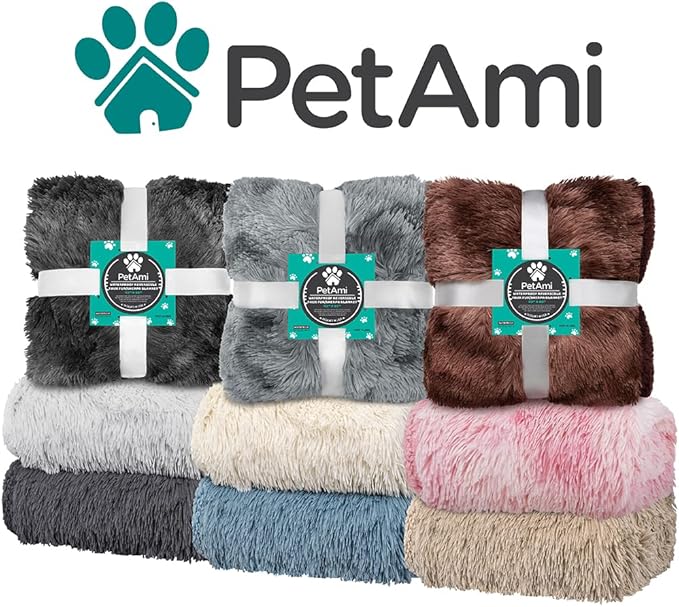 PetAmi Waterproof Dog Blanket for Large Dog, Queen Size Calming Pet Blanket Couch Cover Protector, Sherpa Faux Fur Cat Throw for Sofa Furniture Bed, Soft Fluffy XL, 90x90 Tie-Dye Pink