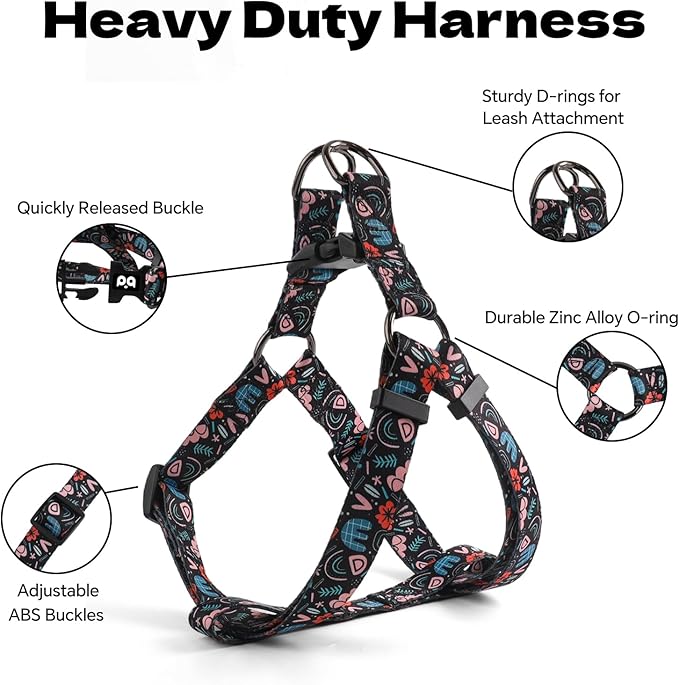 QQPETS Dog Harness Leash Set Adjustable Heavy Duty No Pull Halter Harnesses for Small Medium Large Breed Dogs Back Clip Anti-Twist Perfect for Walking