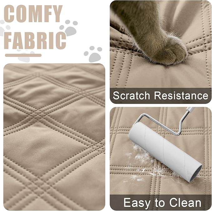 Smiry Waterproof Dog Bed Cover Blanket 30x70, Soft Reversible Pet Blanket, Washable Leakproof Cats Dogs Couch Cover for Sofa, Couch, Furniture, Lattice, Taupe/Beige