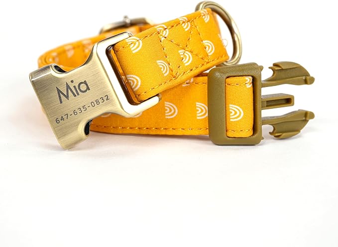 Personalized Dog Collar with Name and Phone Number Engraved,Adjustable Custom Puppy Collar,Organic Cotton Pet Collar for Small Medium Large Boy Girl Dogs