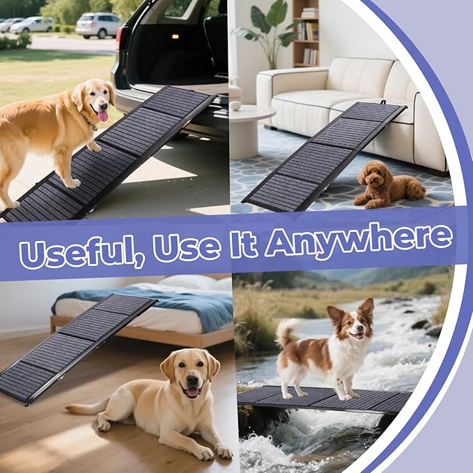 Dog Car Ramp for Large Dogs, Foldable Steps for Car Truck, SUV, Heavy Duty Pet Puppy Stair for High Bed & Sofa with Non-Slip Rug Surface, Steps for Dogs to Get in Car Vehicle