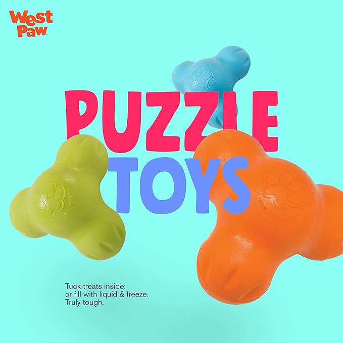 WEST PAW Zogoflex Tux Interactive Treat Dispensing Dog Chew Toy for Aggressive Chewers, 100% Guaranteed Tough, It Floats!, Made in USA, Large, Aqua