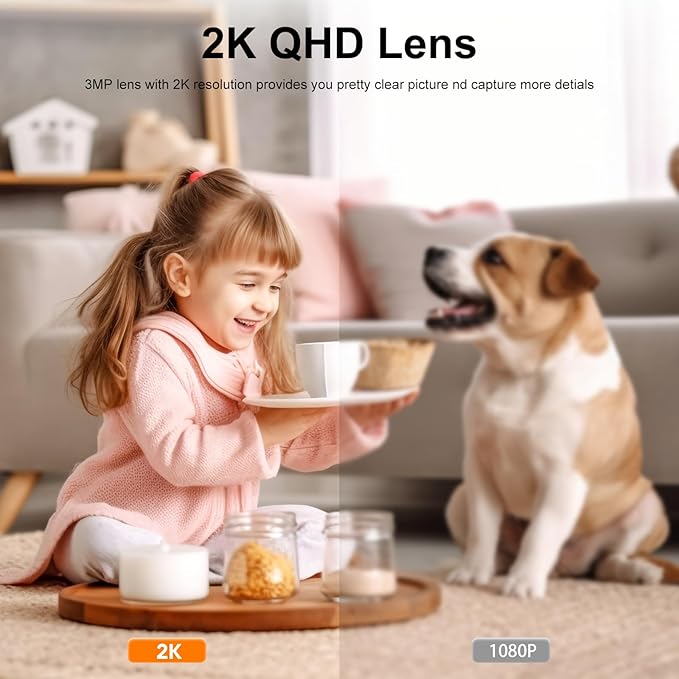 VSTARCAM 2K QHD Security Camera Indoor, Room Camera Baby Monitor 360° for Home Security, WiFi Camera with 2.4 GHz Wi-Fi, One-Touch Call, Smart Motion Tracking, IR Night Vision