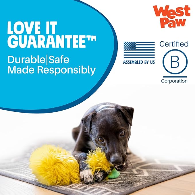 WEST PAW Rowdies Bjorn Durable Plush Dog Toy with Reinforced Seams Chew Resistant Design and Interactive Squeaker for Playtime Indoors or Outdoors Bundle for Dogs Who Deserve The Best - Citrus