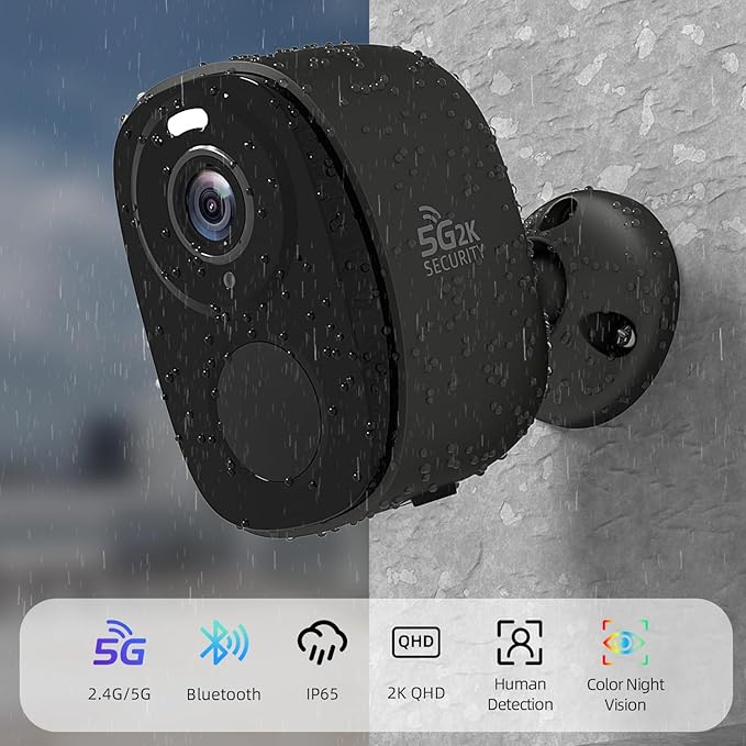 4PC 2.4G/5GHz WiFi Security Cameras Wireless Outdoor,2K Battery Home Security Camera with AI Detection,Siren, Surveillance Indoor Home Camera,Color Night Vision,2-Way Talk,IP65, Cloud/SD,Works Alexa G