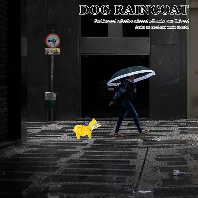Dog Poncho Raincoat for Small Dogs Full Foot Coverage Rain Jacket with Reflective Safety Design Lightweight and Puppy Clothes for Outdoor Walking and Jogging