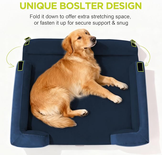 Orthopedic Dog Beds for Large Medium Dogs, Big Waterproof Memory Foam Pet Couch Bed with Removable Washable Cover, Tennis Ball Toy, 36x27