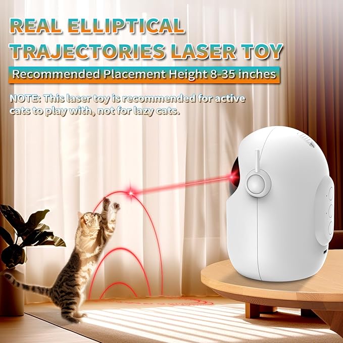 Laser Cat Toys for Indoor Cats, [2025 Newly Upgraded] Real Trajectory Motion Activated Cat Toy, Automatic Laser Pointer Interactive Automated Cat Toys for for Bored Indoor Adult Cats/Dogs/Kittenes