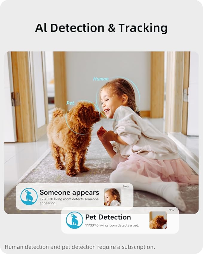 Security Camera 2K, blurams Baby Monitor Dog Camera 360-degree for Home Security w/Smart Motion Tracking, Phone App, IR Night Vision, Siren, Works with Alexa & Google Assistant & IFTTT, 2-Way Audio